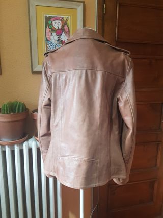 Cazadora biker piel marrón