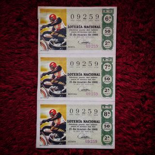 BILLETES LOTERÍA NACIONAL 1.968