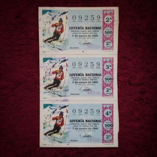 BILLETES LOTERÍA NACIONAL 1.968