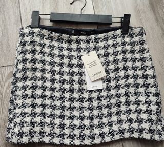 Minifalda fiesta blanca y negra mango