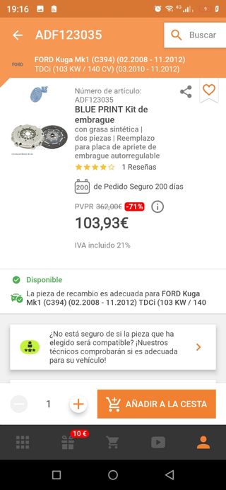 Kit de embrague ford