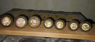 Tiradores bronce y porcelana vintage