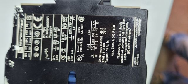 TELEMECANIQUE LC1-D2510/ LC1D2510 240V BOBINA 40A
