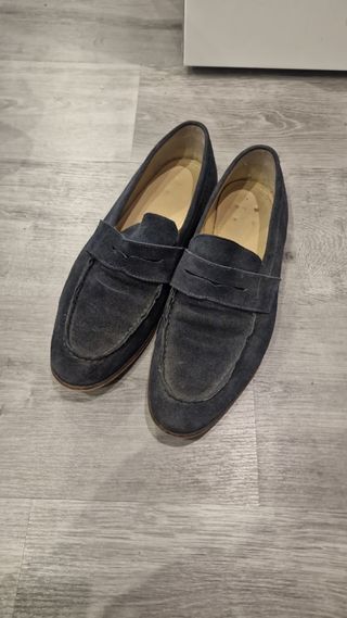 Mocasin talla 42 azul marino de piel