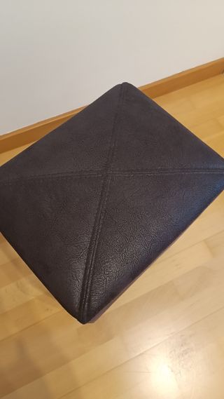 Puff taburete cuadrado marrón oscuro