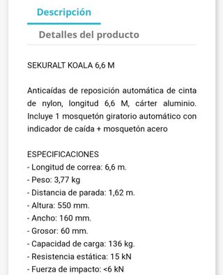 Anticaida retráctil koala 6.6 metros