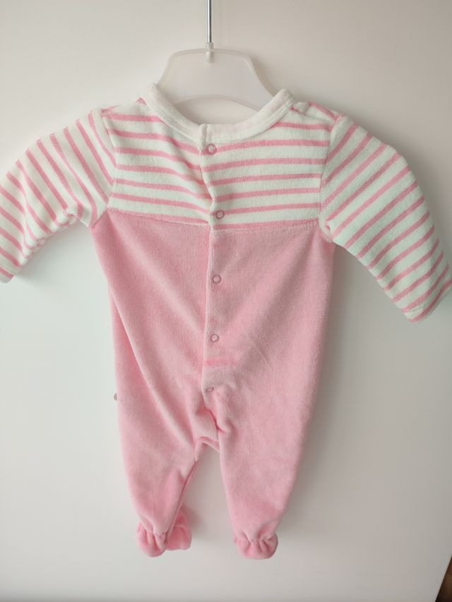 Pijama T/1 mes rosa y blanco