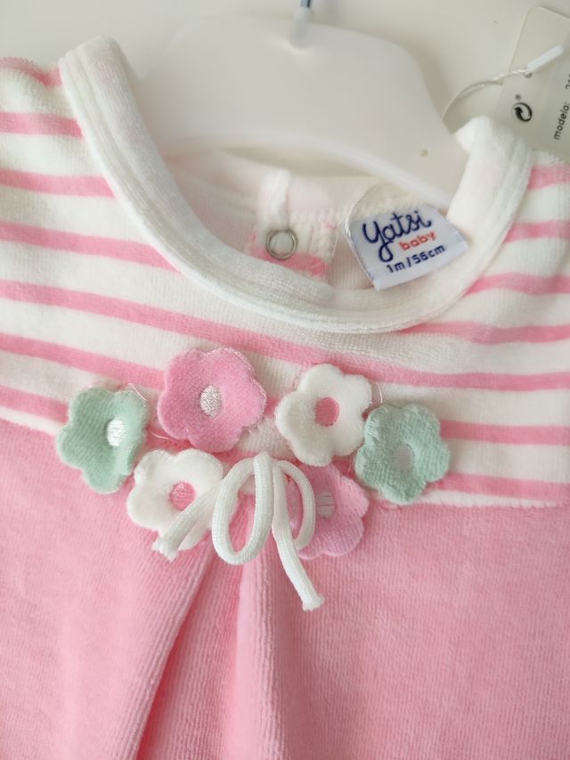 Pijama T/1 mes rosa y blanco