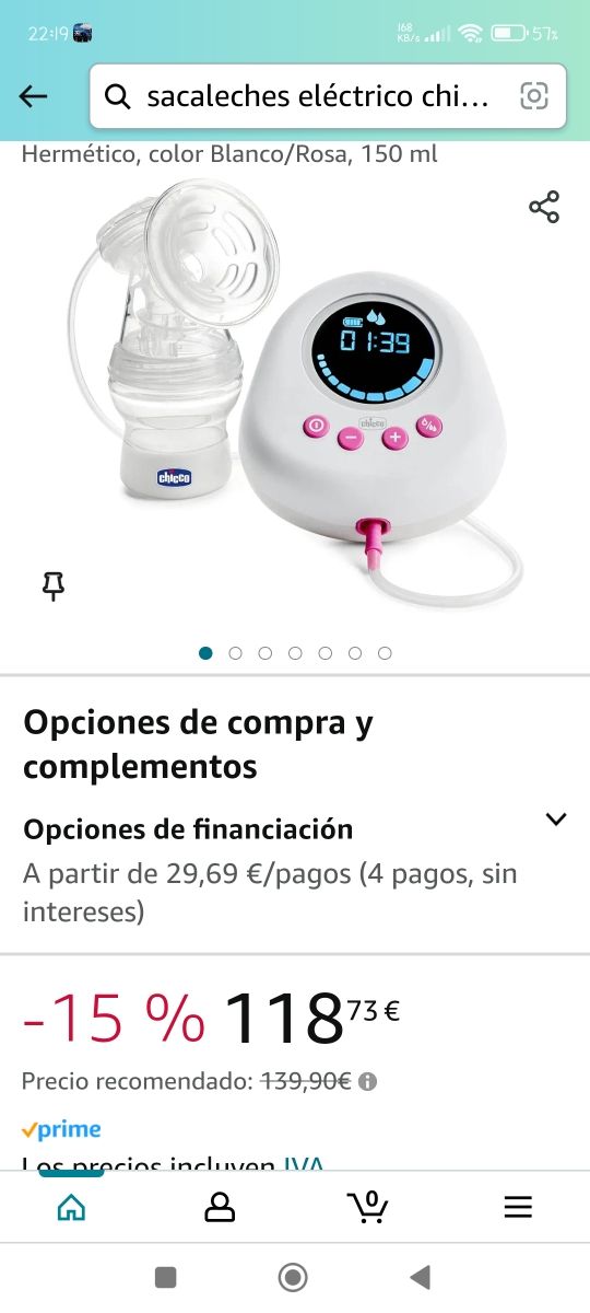 Sacaleches eléctrico chicco