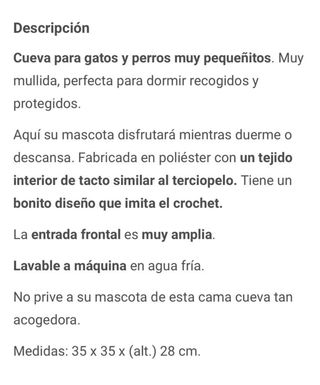 Cama cueva para gatos y perros pequeñitos