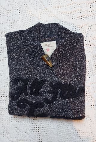 Camisola em malha azul mesclado