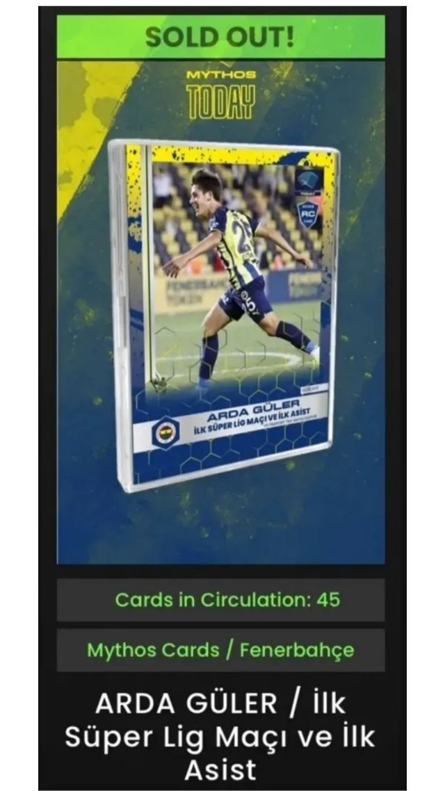 ARDA GULER -ROOKIE CARD NOVATO -FIRST SUPERLIG MAT