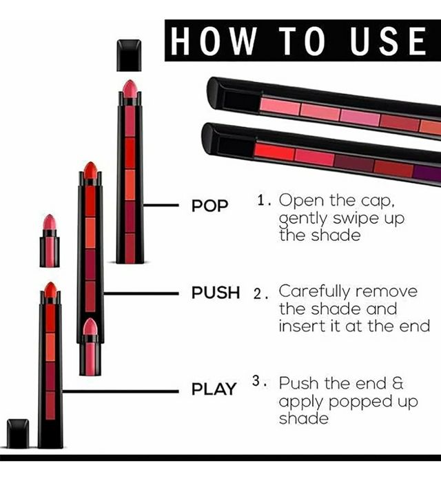 Lápiz labial pintalabios 5 colores rojo mate larga