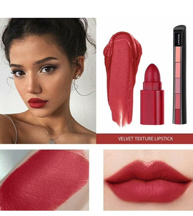 Lápiz labial pintalabios 5 colores rojo mate larga