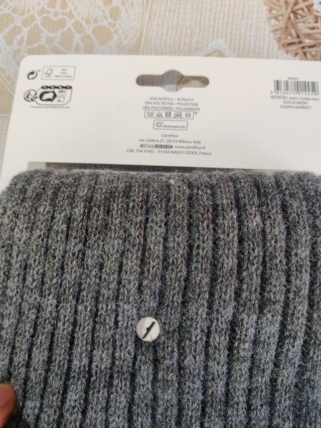 Sciarpa Grigia Tex,  invernale unisex , 