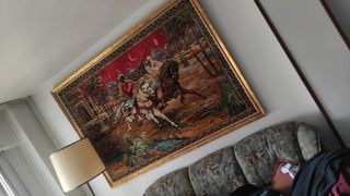 Cuadro tapiz caballos antiguo