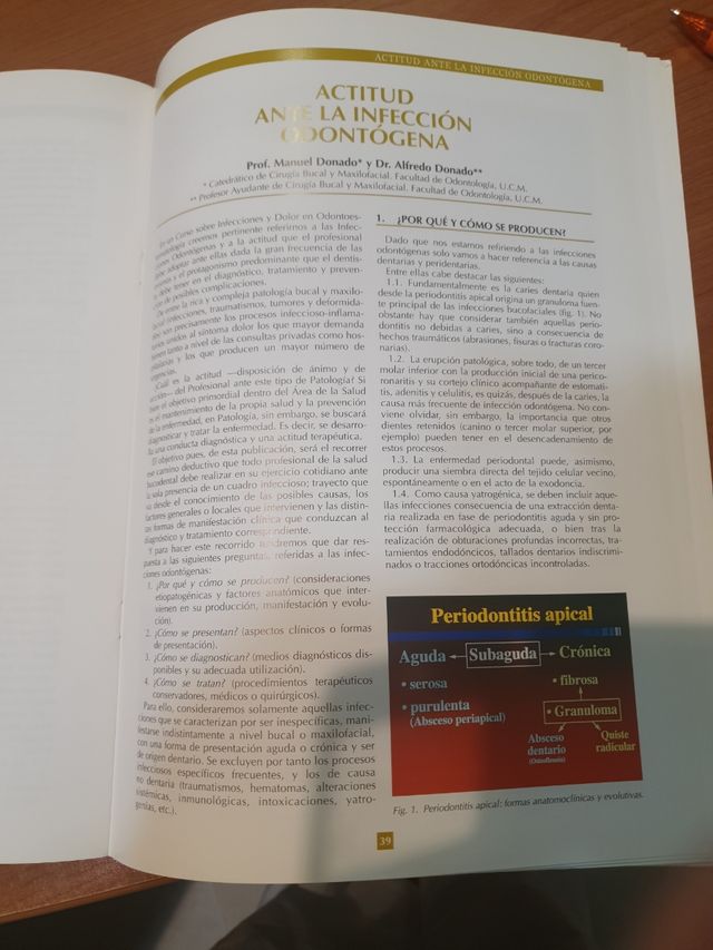 Infecciones y dolor en Odontoestomatolog