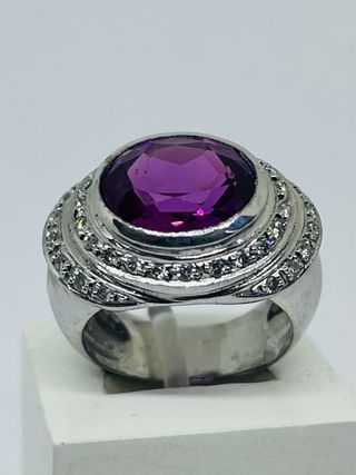 Anillo Oro Blanco 18k Amatista