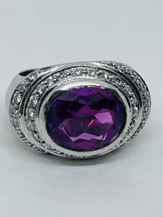 Anillo Oro Blanco 18k Amatista