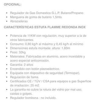 estufa exterior a gas con llama