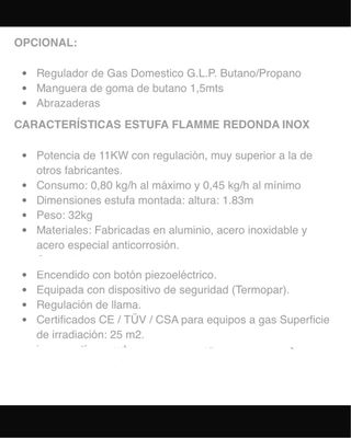 estufa exterior a gas con llama