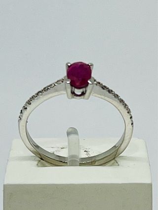 Anillo Oro Blanco 18k Rubí