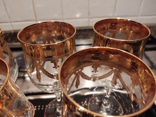 5 bicchieri da vino foglia oro  Made in Italy