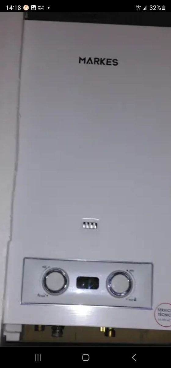 Calentador de agua a gas butano