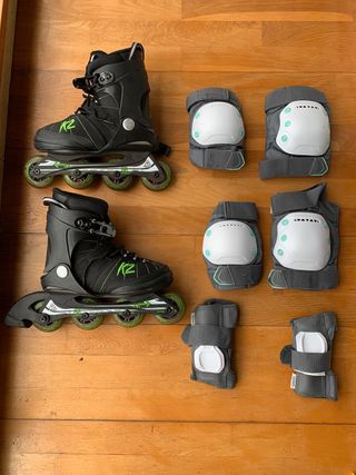 Lote patines linea K2 + protecciones + casco