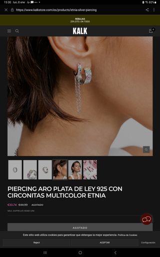 Pendiente plata 925 circonitas cúbicas colores