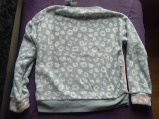 Sudadera polar leopardo rosa -gris, nuevo