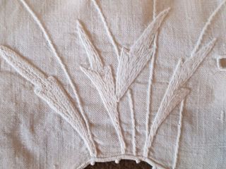 Asciugamano vintage misto lino ricamata