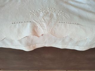 Asciugamano vintage misto lino ricamata