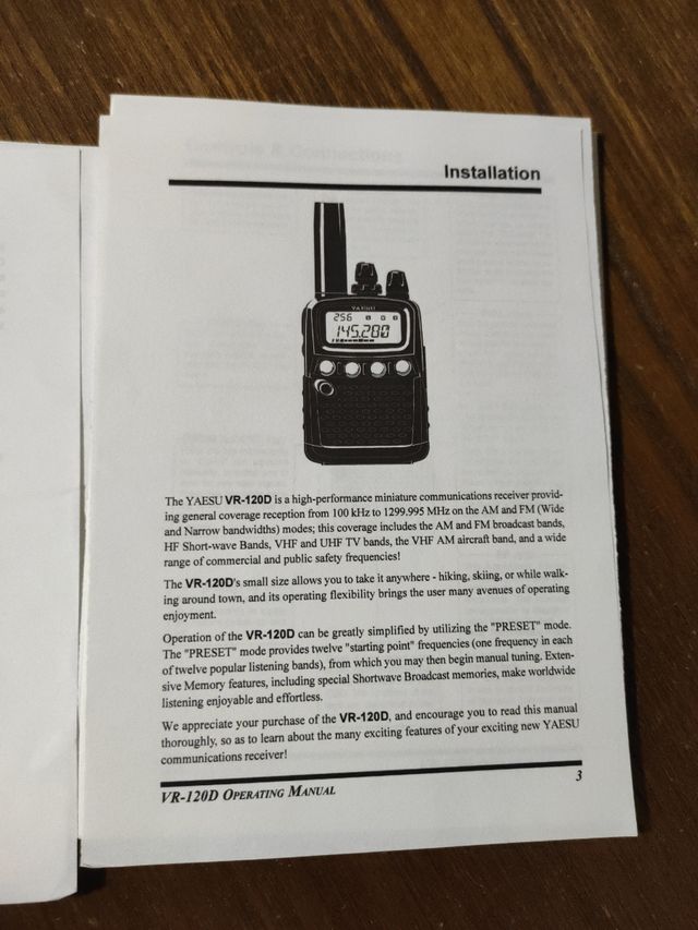 Yaesu VR-120D manuale 