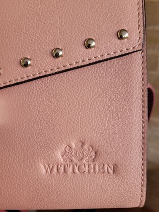 Bolso de hombro, piel auténtica, rosa