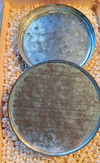 Scatola di latta vintage Vichy tonda