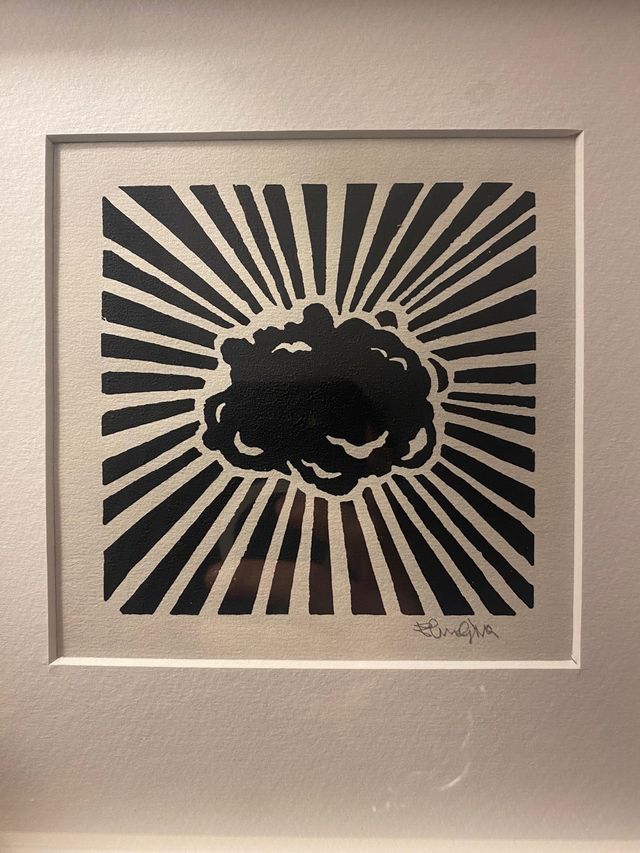 disegno xilografico con cornice in legno