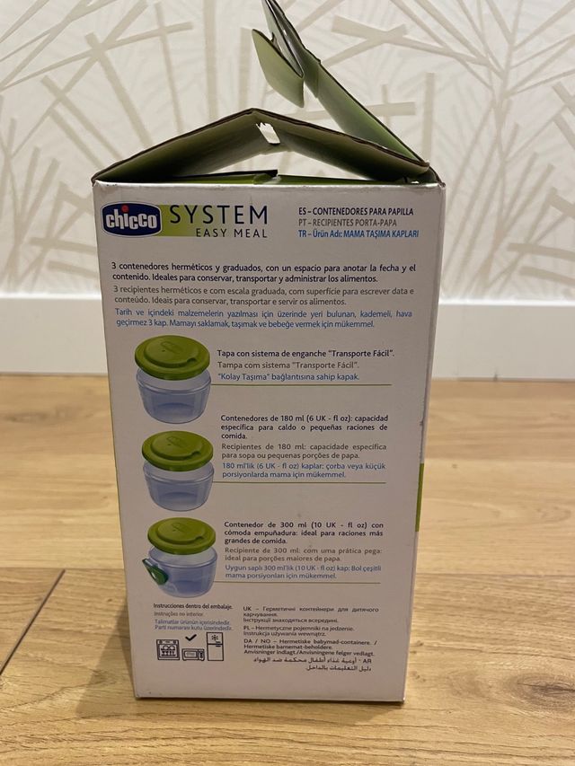 3 recipientes (tuppers) CHICCO para alientos
