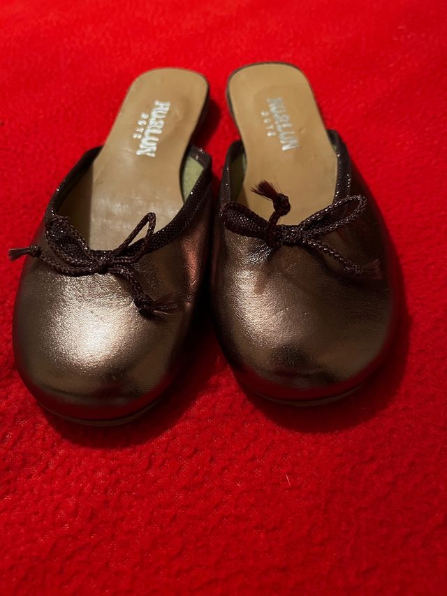 Babuchas vintage de mujer  marrón bronce