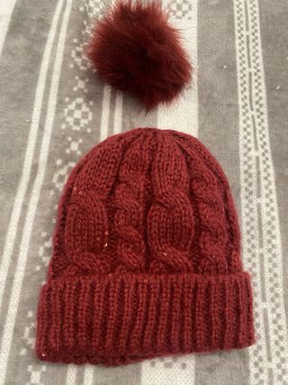 gorro de lana granate 