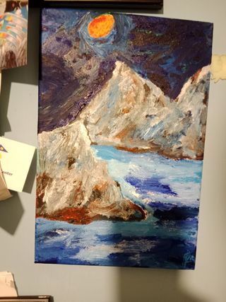 Quadro, montagna, arte, arredamento, invernale