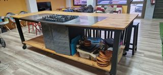 Mesa Isla de cocina con ruedas y extractor