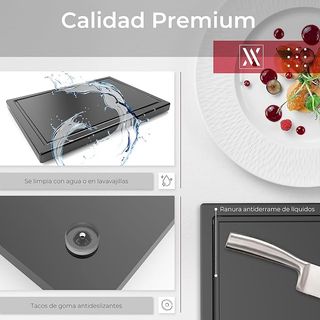Tabla de corte profesional de cocina con ranura y