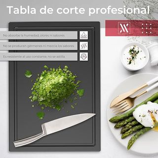 Tabla de corte profesional de cocina con ranura y