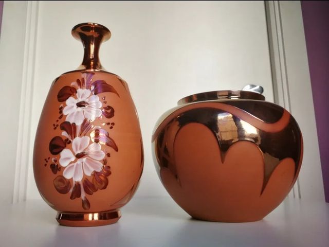 Lote de 2 Jarrones Dorados