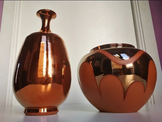 Lote de 2 Jarrones Dorados