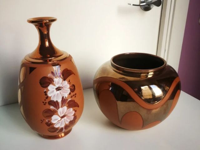 Lote de 2 Jarrones Dorados