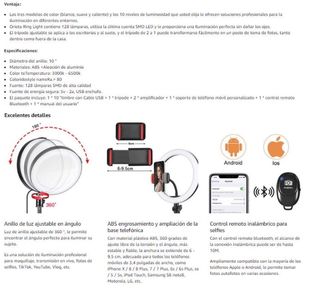 Aro de Luz 10 pulgadas - Nuevo a estrenar