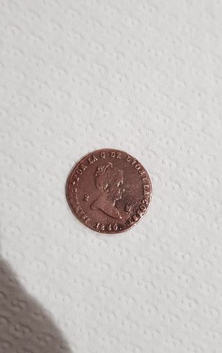 Antigua Moneda 2 maravedís Isabel II 1840.