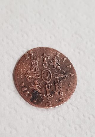 Antigua Moneda 2 maravedís Isabel II 1840.